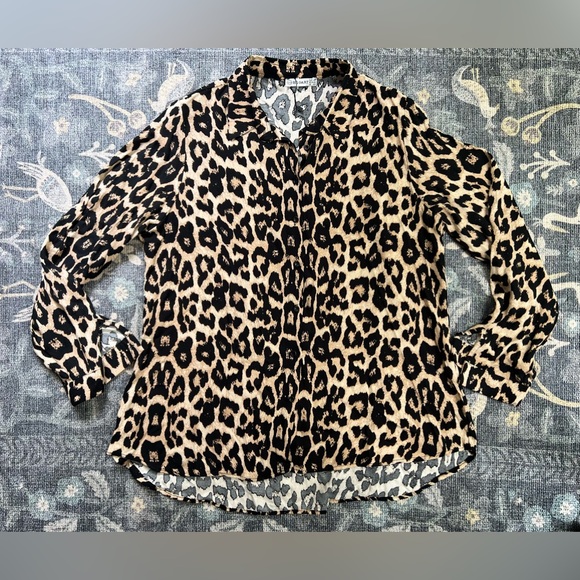 Big Dart leopard print button down top - Picture 1 of 5